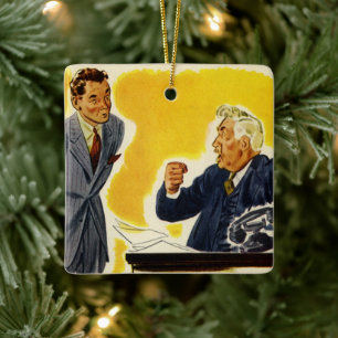 Vintage Business, Mad CEO Executive Boss Employee Ceramic Ornament