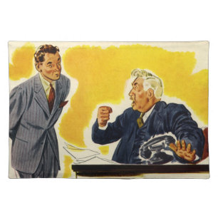 Vintage Business, Mad CEO Executive Boss Employee Cloth Placemat