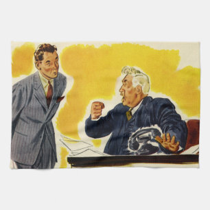 Vintage Business, Mad CEO Executive Boss Employee Kitchen Towel