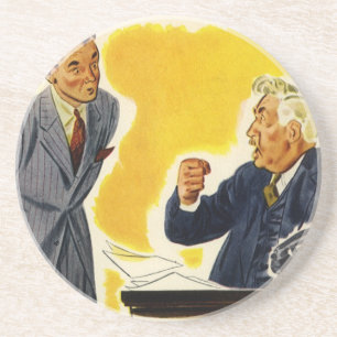 Vintage Business, Mad CEO Executive Boss Employee Sandstone Coaster