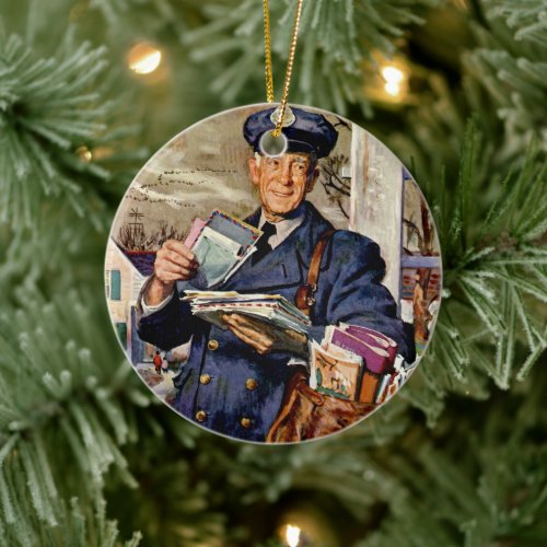 Vintage Business Mailman Delivering Mail Letters Ceramic Ornament