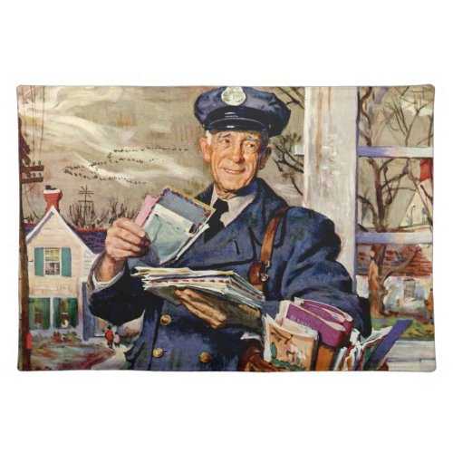 Vintage Business Mailman Delivering Mail Letters Cloth Placemat