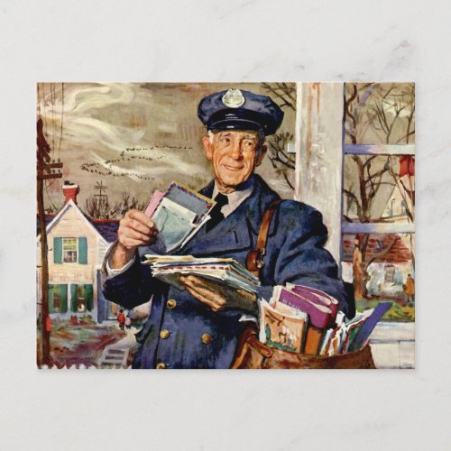 Vintage Business Mailman Delivering Mail Letters Postcard