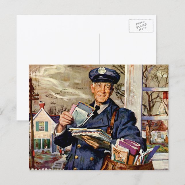 Vintage Business, Mailman Delivering Mail Letters Postcard (Front/Back)