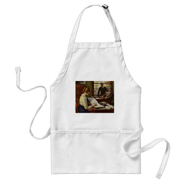 Vintage Business Meeting, Office with Executives Adult Apron (Front)