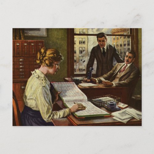 Vintage Business Meeting Office with Executives Postcard