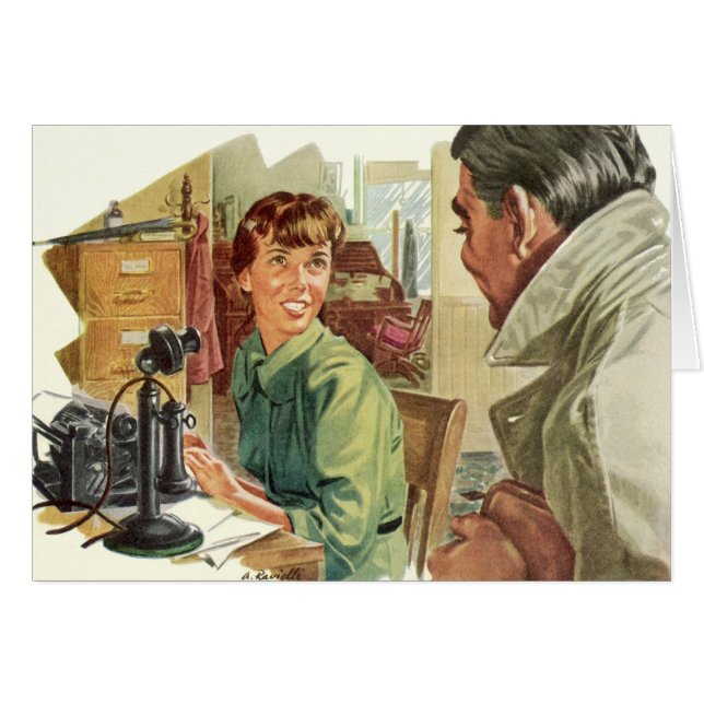 Vintage Business Office, CEO Boss and Secretary (Front Horizontal)