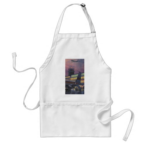 Vintage Business Passengers on Airplane at Airport Adult Apron