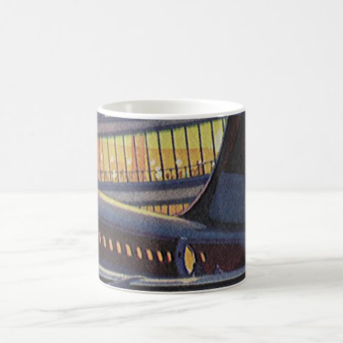 Vintage Business Passengers on Airplane at Airport Coffee Mug