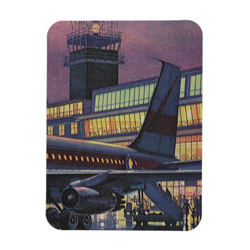 Vintage Business Passengers on Airplane at Airport Magnet