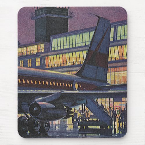 Vintage Business Passengers on Airplane at Airport Mouse Pad