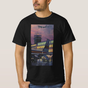 Vintage Business Passengers on Airplane at Airport T-Shirt