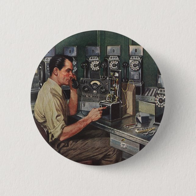 Vintage Business, Pay Phone Telephone Repairman Button (Front)