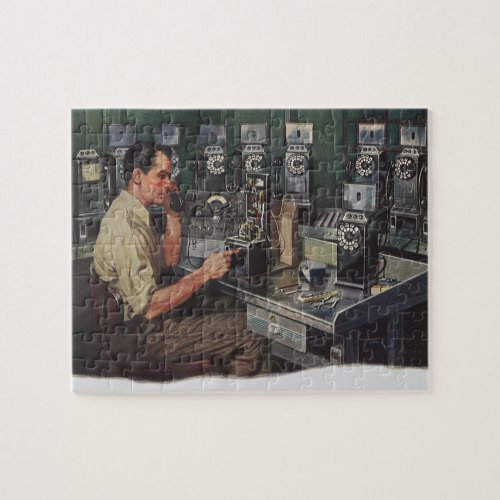 Vintage Business Pay Phone Telephone Repairman Jigsaw Puzzle