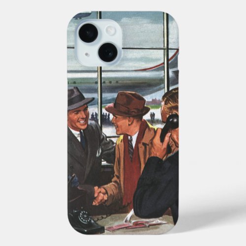 Vintage Business People at Airline Counter iPhone 15 Case