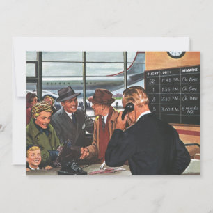 Vintage Business, People at Airline Counter Invitation