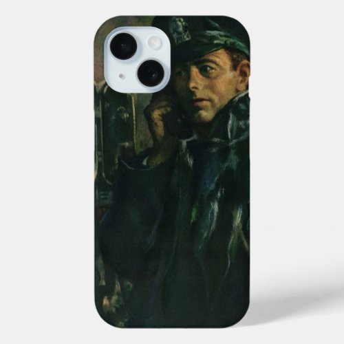 Vintage Business Policeman on Emergency Telephone iPhone 15 Case