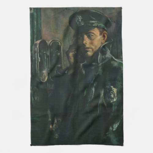 Vintage Business Policeman on Emergency Telephone Kitchen Towel