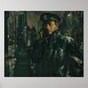 Vintage Business, Policeman on Emergency Telephone Poster