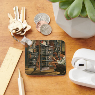 Vintage Business Radio Technician Fixing Equipment Keychain