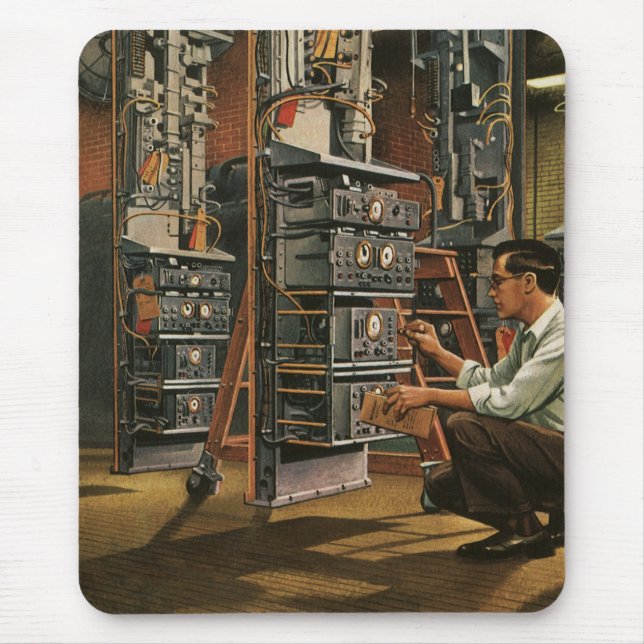 Vintage Business Radio Technician Fixing Equipment Mouse Pad (Front)