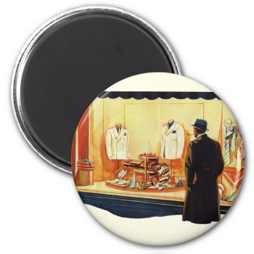 Vintage Business Retail Store Man Window Shopping Magnet