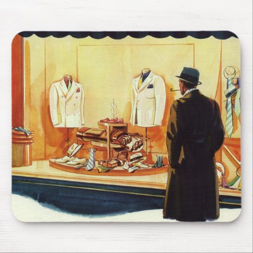 Vintage Business Retail Store Man Window Shopping Mouse Pad