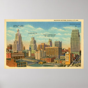 Vintage Business Section Kansas City, MO Poster