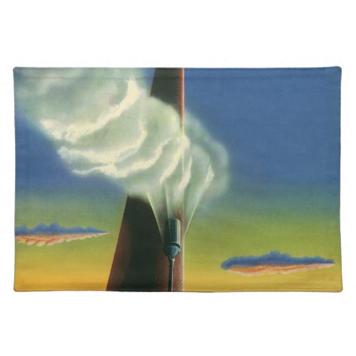 Vintage Business Steam Whistle Factory Sunrise Cloth Placemat