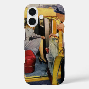Vintage Business, Taxi Cab Driver Woman Passenger iPhone 16 Case