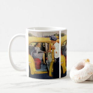 Vintage Business, Taxi Cab Driver Woman Passenger Coffee Mug