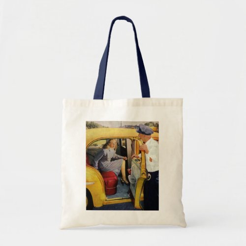 Vintage Business Taxi Cab Driver Woman Passenger Tote Bag
