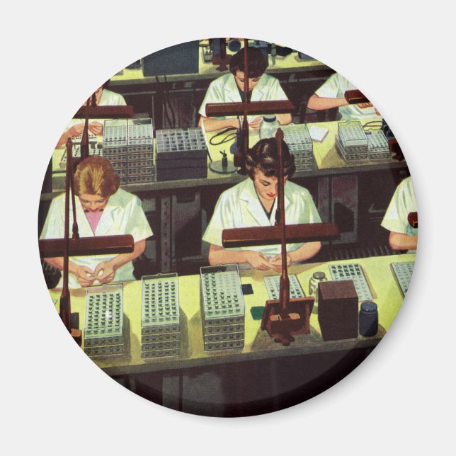 Vintage Business, Telephone Assembly Line Workers Magnet (Front)
