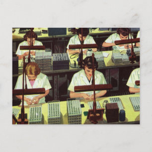 Vintage Business, Telephone Assembly Line Workers Postcard