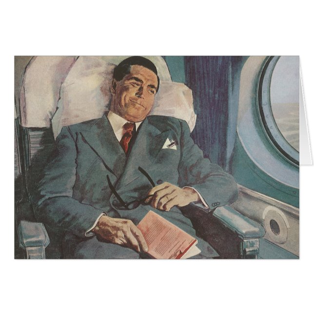 Vintage Business Travel, Reading on the Airplane (Front Horizontal)