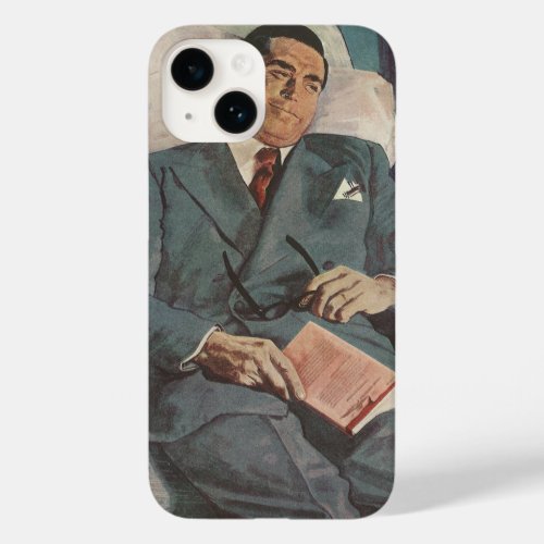 Vintage Business Travel Reading on the Airplane Case_Mate iPhone 14 Case