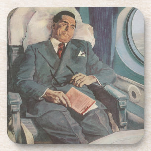 Vintage Business Travel, Reading on the Airplane Coaster