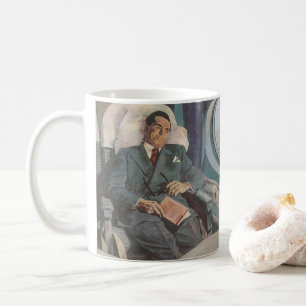 Vintage Business Travel, Reading on the Airplane Coffee Mug