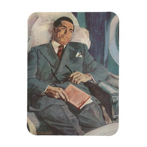 Vintage Business Travel Reading on the Airplane Magnet