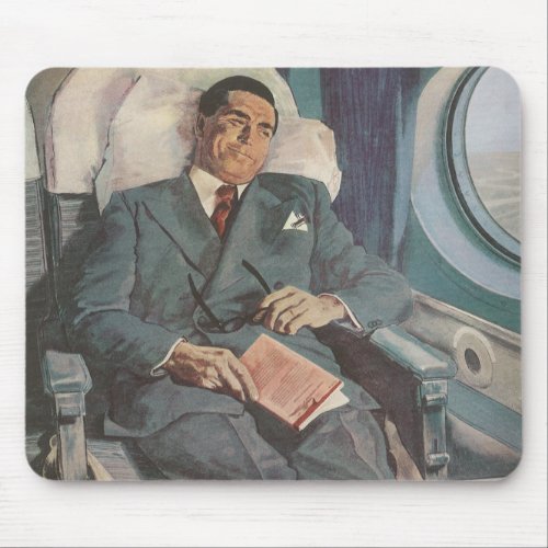 Vintage Business Travel Reading on the Airplane Mouse Pad