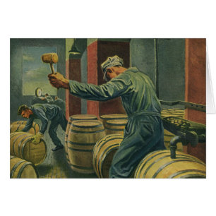 Vintage Business, Wine Making Corking Wine Barrels Cards