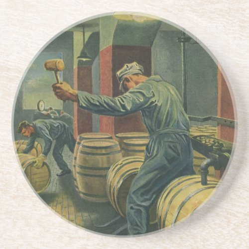 Vintage Business Wine Making Corking Wine Barrels Coaster