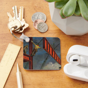 Vintage Business, Workers on Steel Construction Keychain