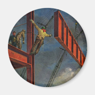 Vintage Business, Workers on Steel Construction Magnet