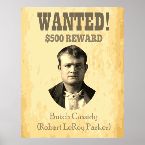 Vintage Butch Cassidy Wanted Poster USA Western