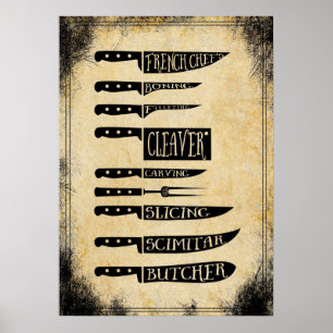 vintage butcher shop poster knives