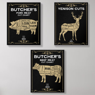 Vintage Butchers Set Meat Cut Foam Core Photo Tile