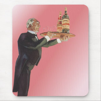 Vintage Butler in a Tuxedo Serving Wine on Tray Mouse Pad