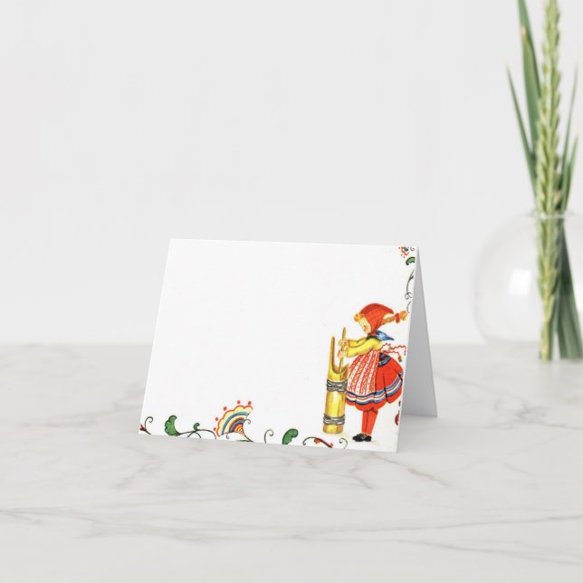 Vintage Butter Churning Girl Card (Front)