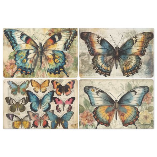 Vintage Butterflies 4 pack Tissue Paper